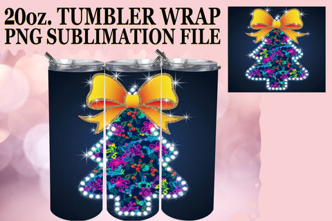 15x Tumbler Wrap Bundle for 20oz Design , Neon Xmas Sublimation afrosvg 