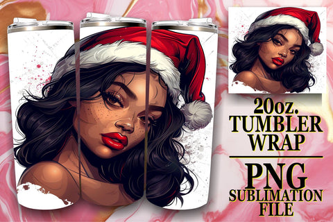 15x Tumbler Wrap Bundle Sublimation 20oz , Xmas Girl Sublimation afrosvg 