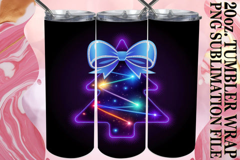 15x Tumbler Wrap Design Sublimation 20oz , Neon Xmas Sublimation afrosvg 