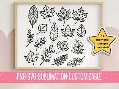 16 Hand Drawn Leaves SVG PNG SVG YaySportsandSuch 