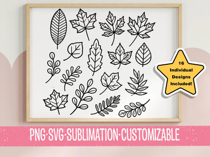 16 Hand Drawn Leaves SVG PNG SVG YaySportsandSuch 