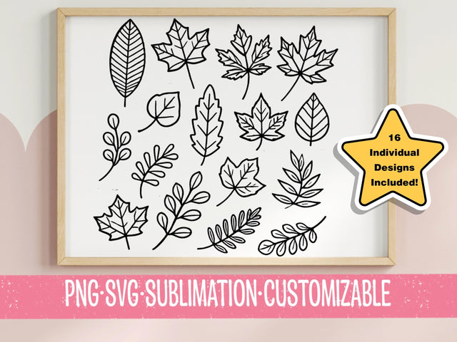 16 Hand Drawn Leaves SVG PNG SVG YaySportsandSuch 