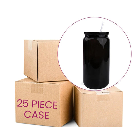 16 oz Glass Can Single Wall - Black Physical DIY Craft Warehouse 