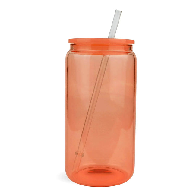16 oz Glass Can Single Wall - Orange Physical DIY Craft Warehouse 