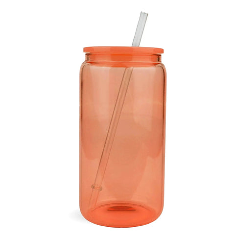 16 oz Glass Can Single Wall - Orange Physical DIY Craft Warehouse 