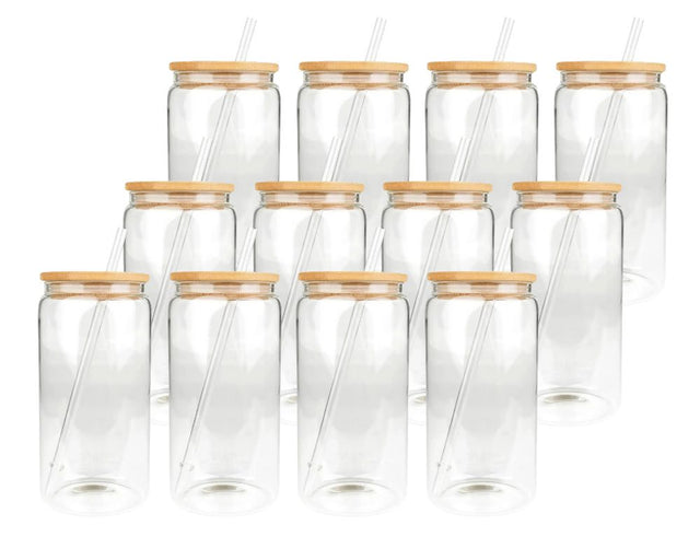 16 oz Glass Can Single Wall - Set of 12 Physical DIY Craft Warehouse 