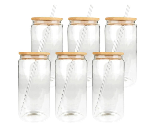 16 oz Glass Can Single Wall - Set of 6 Physical DIY Craft Warehouse 