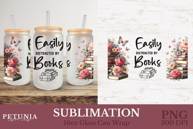 16 oz Glass Can Wrap | Sublimation Glass Can Design Sublimation Petunia Digital Design 