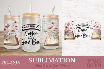 16 oz Glass Can Wrap | Sublimation Glass Can Design Sublimation Petunia Digital Design 