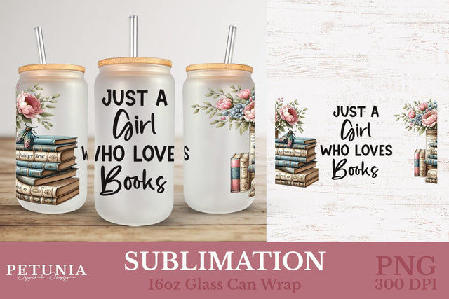 16 oz Glass Can Wrap | Sublimation Glass Can Design Sublimation Petunia Digital Design 