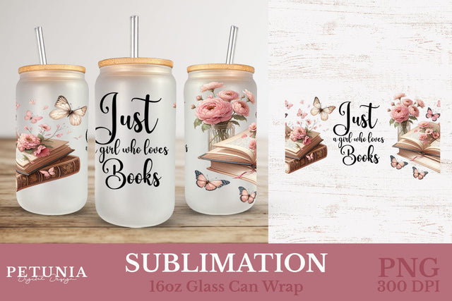 16 oz Glass Can Wrap | Sublimation Glass Can Design Sublimation Petunia Digital Design 