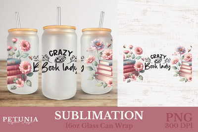 16 oz Glass Can Wrap | Sublimation Glass Can Design Sublimation Petunia Digital Design 