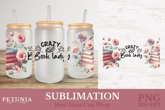 16 oz Glass Can Wrap | Sublimation Glass Can Design Sublimation Petunia Digital Design 