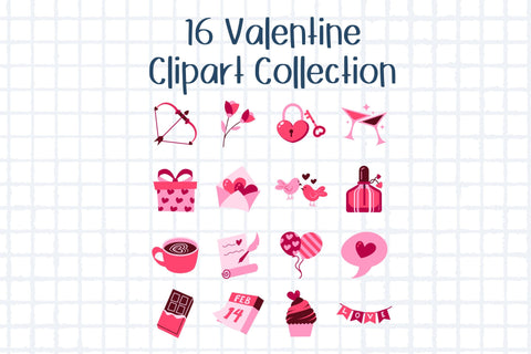16 Valentine Clipart Collection Sublimation Aisyah 