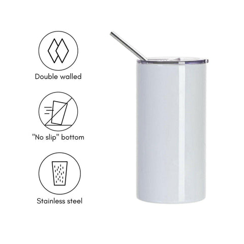 16oz Stainless Steel Skinny Sublimation Tumblers with Lids and Straws | Craft Express 4 Pack Sublimation Blanks Physical Craft Express 