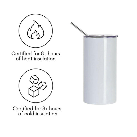 16oz Stainless Steel Skinny Sublimation Tumblers with Lids and Straws | Craft Express 4 Pack Sublimation Blanks Physical Craft Express 