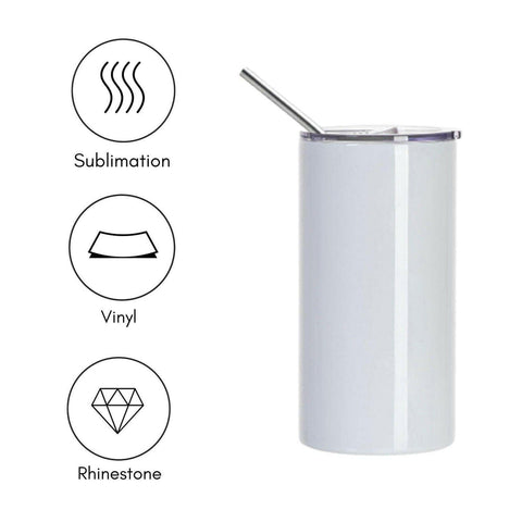 16oz Stainless Steel Skinny Sublimation Tumblers with Lids and Straws | Craft Express 4 Pack Sublimation Blanks Physical Craft Express 