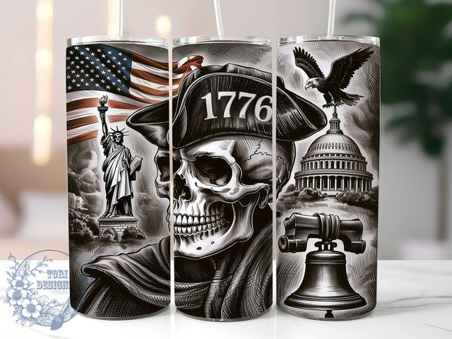 1776 American Eagle Patriotic Freedom Skull Tumbler, American Eagle Sublimation, Skull Tumbler Design, Patriotic Tumbler, USA Tumbler Wrap, Freedom Tumbler, Eagle Skull Art Sublimation ToriDesigns 