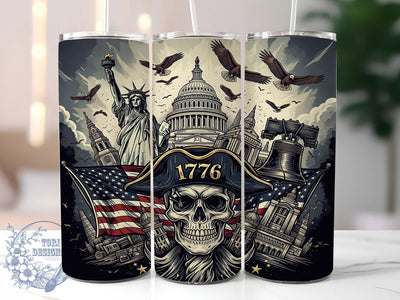 1776 American Eagle Patriotic Freedom Skull Tumbler, American Eagle Sublimation, Skull Tumbler Design, Patriotic Tumbler, USA Tumbler Wrap, Freedom Tumbler, Eagle Skull Art Sublimation ToriDesigns 