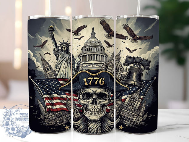 1776 American Eagle Patriotic Freedom Skull Tumbler, American Eagle Sublimation, Skull Tumbler Design, Patriotic Tumbler, USA Tumbler Wrap, Freedom Tumbler, Eagle Skull Art Sublimation ToriDesigns 