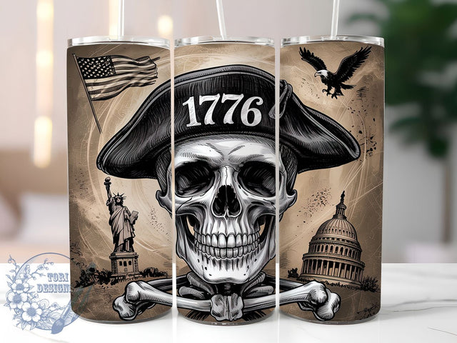 1776 American Eagle Patriotic Freedom Skull Tumbler, American Eagle Sublimation, Skull Tumbler Design, Patriotic Tumbler, USA Tumbler Wrap, Freedom Tumbler, Eagle Skull Art Sublimation ToriDesigns 