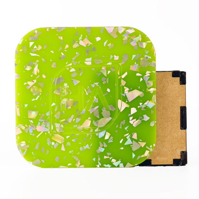 1/8 Lime Green and Silver Holographic Flake Cast Acrylic Sheet Physical Houston Acrylic 