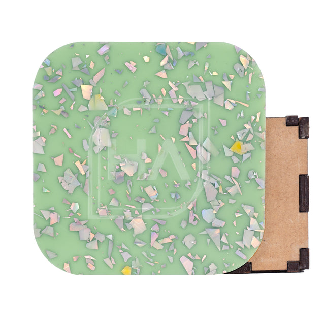 1/8 Sage Green and Silver Holographic Flake Cast Acrylic Sheet Physical Houston Acrylic 