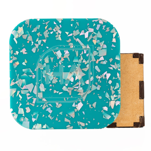 1/8 Teal and Silver Holographic Flake Cast Acrylic Sheet Physical Houston Acrylic 