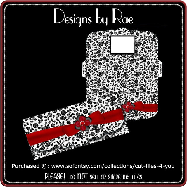 187 Damask Black and White Money Wallet Envelope | HAND & MACHINE Formats SVG Designs by Rae 