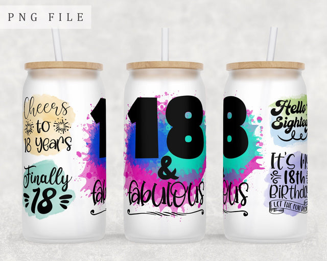 18th Birthday Libbey Glass Can Wrap, 16 Oz Glass Can Sublimation Design, Hello Eighteen Glass Can PNG File, Legend Since 2008 Glass Can Wrap Sublimation HappyDesignStudio 