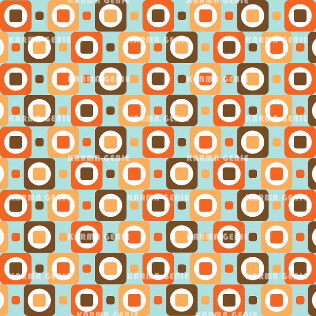 1970s Colorful Circles And Squares Retro Mid Century Modern Pattern Digital Paper Digital Pattern Karma Genie Graphics 