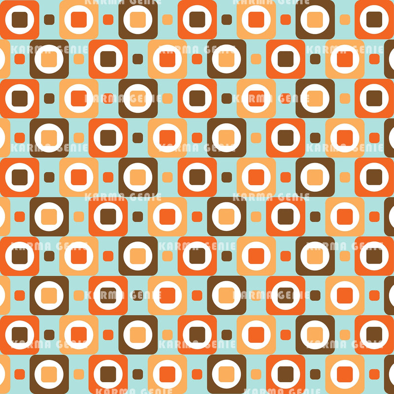 1970s Colorful Circles And Squares Retro Mid Century Modern Pattern Digital Paper Digital Pattern Karma Genie Graphics 