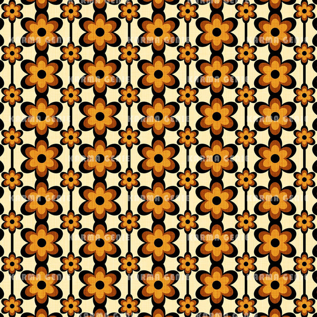 1970s Orange And Brown Floral Pattern Digital Paper With Fabric Texture Digital Pattern Karma Genie Graphics 