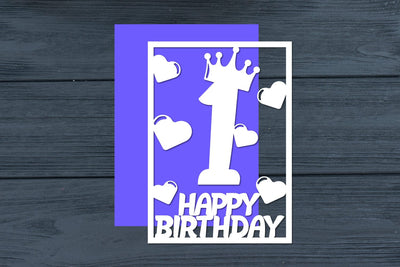 1st Birthday Papercut Card Digital Download SVG zafrans studio 
