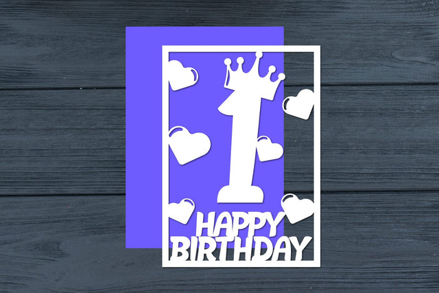 1st Birthday Papercut Card Digital Download SVG zafrans studio 