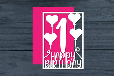 1st Birthday Papercut Card Digital Download SVG zafrans studio 