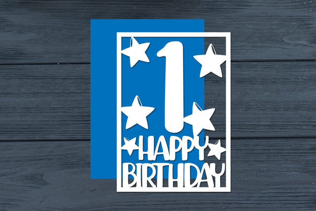 1st Birthday Papercut Card Digital Download SVG zafrans studio 