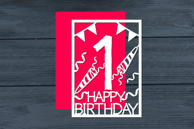 1st Birthday Papercut Card Digital Download SVG zafrans studio 