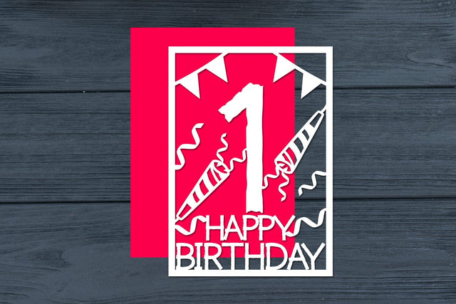 1st Birthday Papercut Card Digital Download SVG zafrans studio 