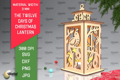 1st Day of Christmas Lantern Laser Cut. Merry Christmas SVG SVG Evgenyia Guschina 