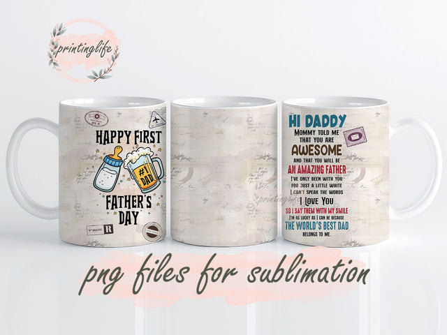 1st Fathers Day Gift, First Fathers Day Tumbler Gifts From Wife To Husband, Soon to be Dad, First Time Father Mug Wrap Design, Instant Digital Design Download Mug Wrap Design, Mug Design PNG Sublimation PrintingLife 