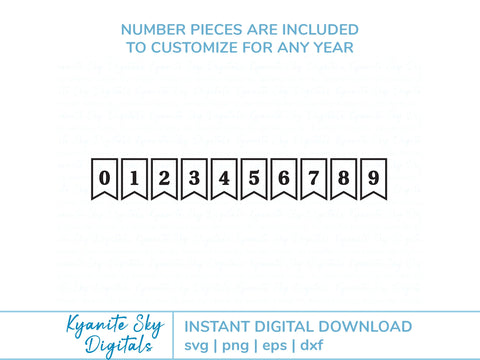 2 Banners: 2025 Senior Class, Class of 2025 graduation bunting SVG cut files, any year SVG Kyanite Sky Digitals 