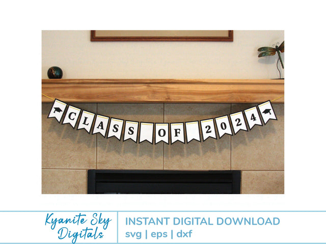 2 Banners: 2025 Senior Class, Class of 2025 graduation bunting SVG cut files, any year SVG Kyanite Sky Digitals 