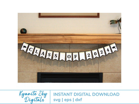 2 Banners: 2025 Senior Class, Class of 2025 graduation bunting SVG cut files, any year SVG Kyanite Sky Digitals 