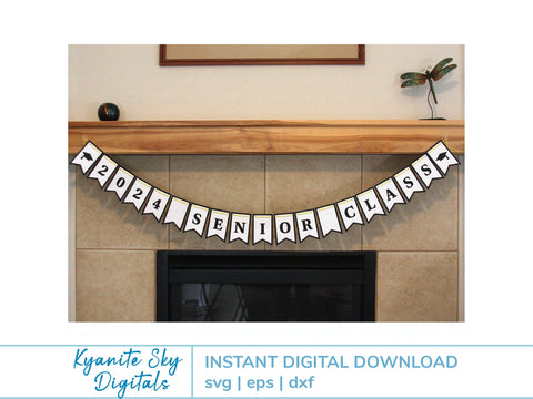 2 Banners: 2025 Senior Class, Class of 2025 graduation bunting SVG cut files, any year SVG Kyanite Sky Digitals 