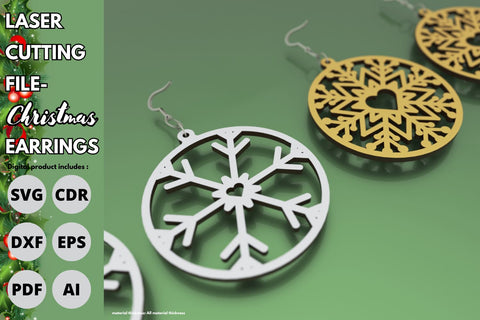 2 items of heart snowflake earrings | paper cut | svg laser cut Glowforge SVG tofigh4lang 