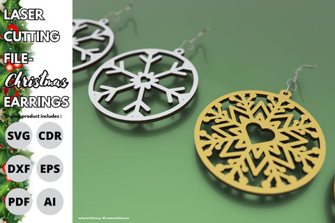 2 items of heart snowflake earrings | paper cut | svg laser cut Glowforge SVG tofigh4lang 