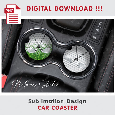 2 Realistic Golf Designs. Coaster Sublimation Templates. Sublimation Natariis Studio 