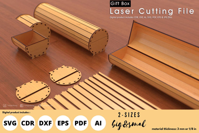 2 Size - gift box circular Shape | laser cut file | svg paper cut | cricut | glowforge file SVG tofigh4lang 