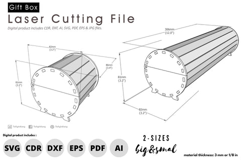 2 Size - gift box circular Shape | laser cut file | svg paper cut | cricut | glowforge file SVG tofigh4lang 